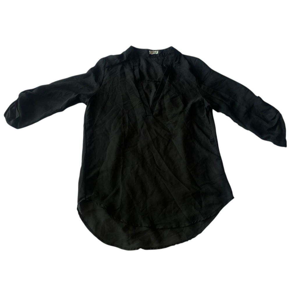 Black Long Sleeve Silk Blouse
